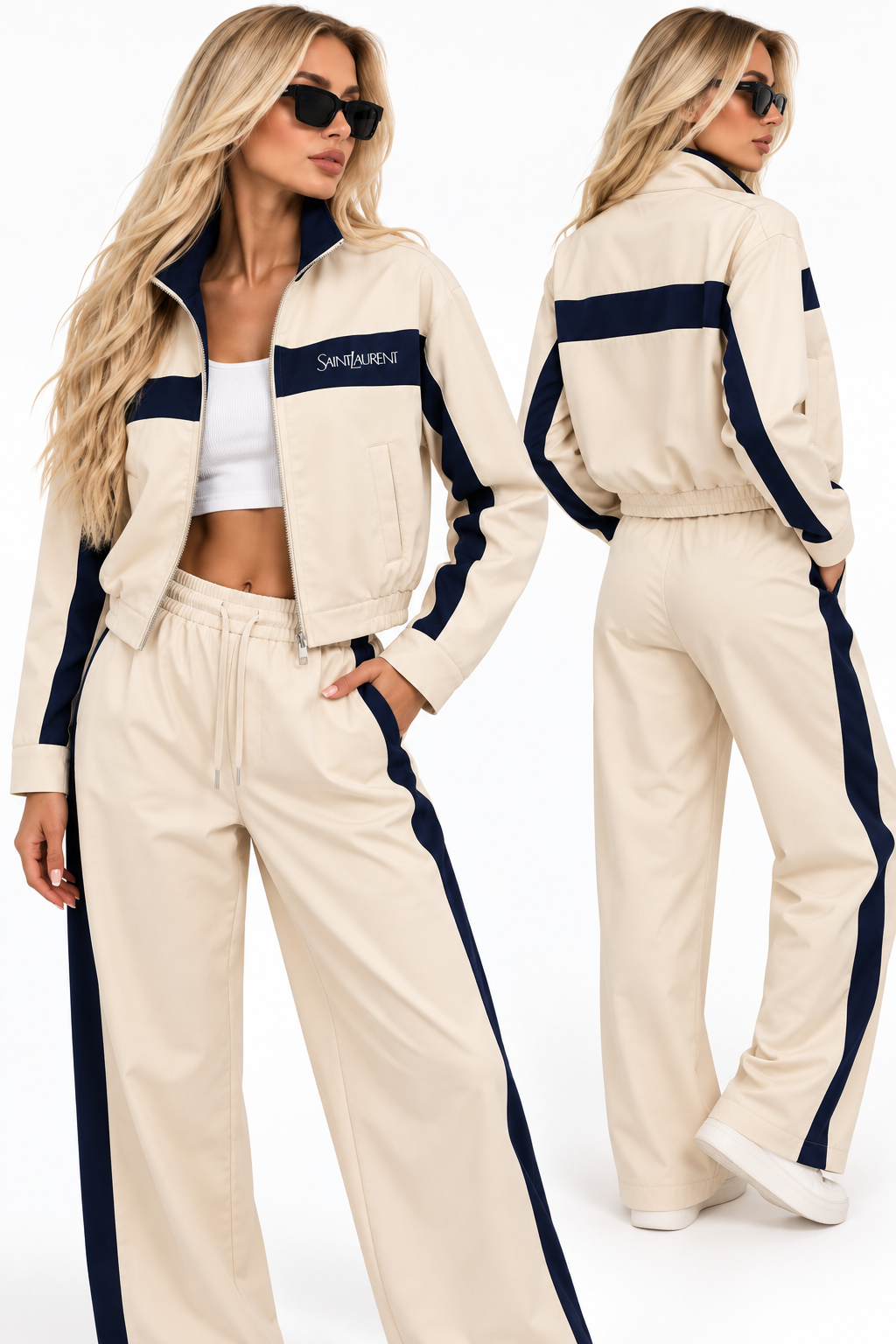 SAINT LAURENT | Colorblock Jacket – Beige & Navy