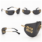 Miu Miu Rimless Logo – Black & Gold