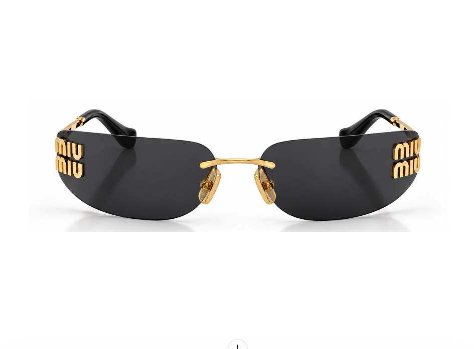 Miu Miu Rimless Logo – Black & Gold